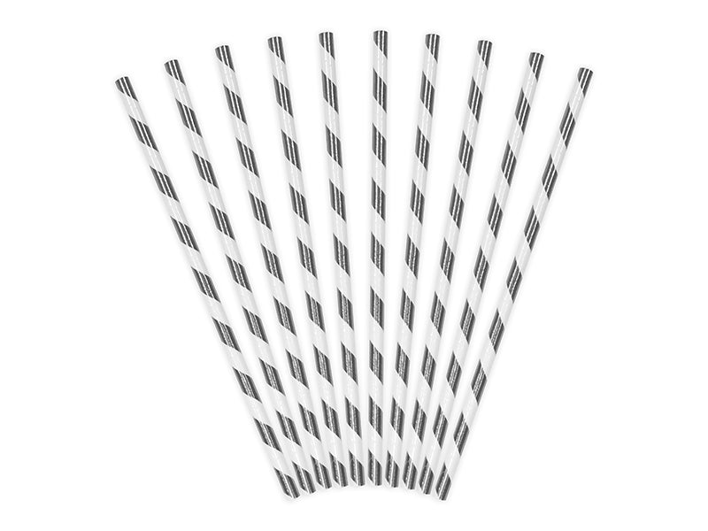 Silver Stripe Paper Straws - Ralph and Luna Party Shop