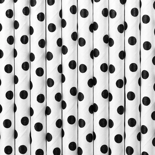 White & Black Dot Paper Straws - Ralph and Luna Party Shop