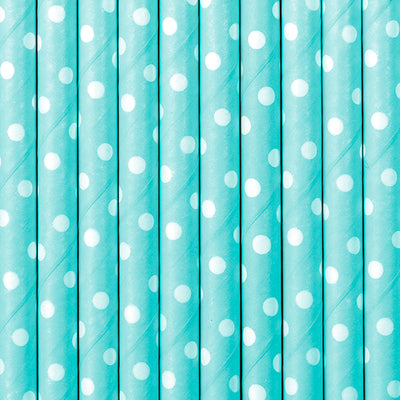 Blue & White Dot Paper Straws - Ralph and Luna Party Shop