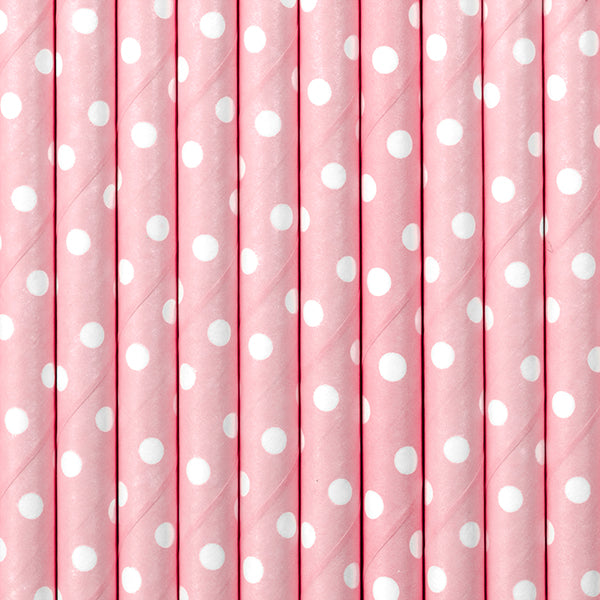 Pink & White Dot Paper Straws - Ralph and Luna Party Shop