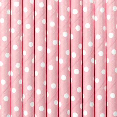 Pink & White Dot Paper Straws - Ralph and Luna Party Shop