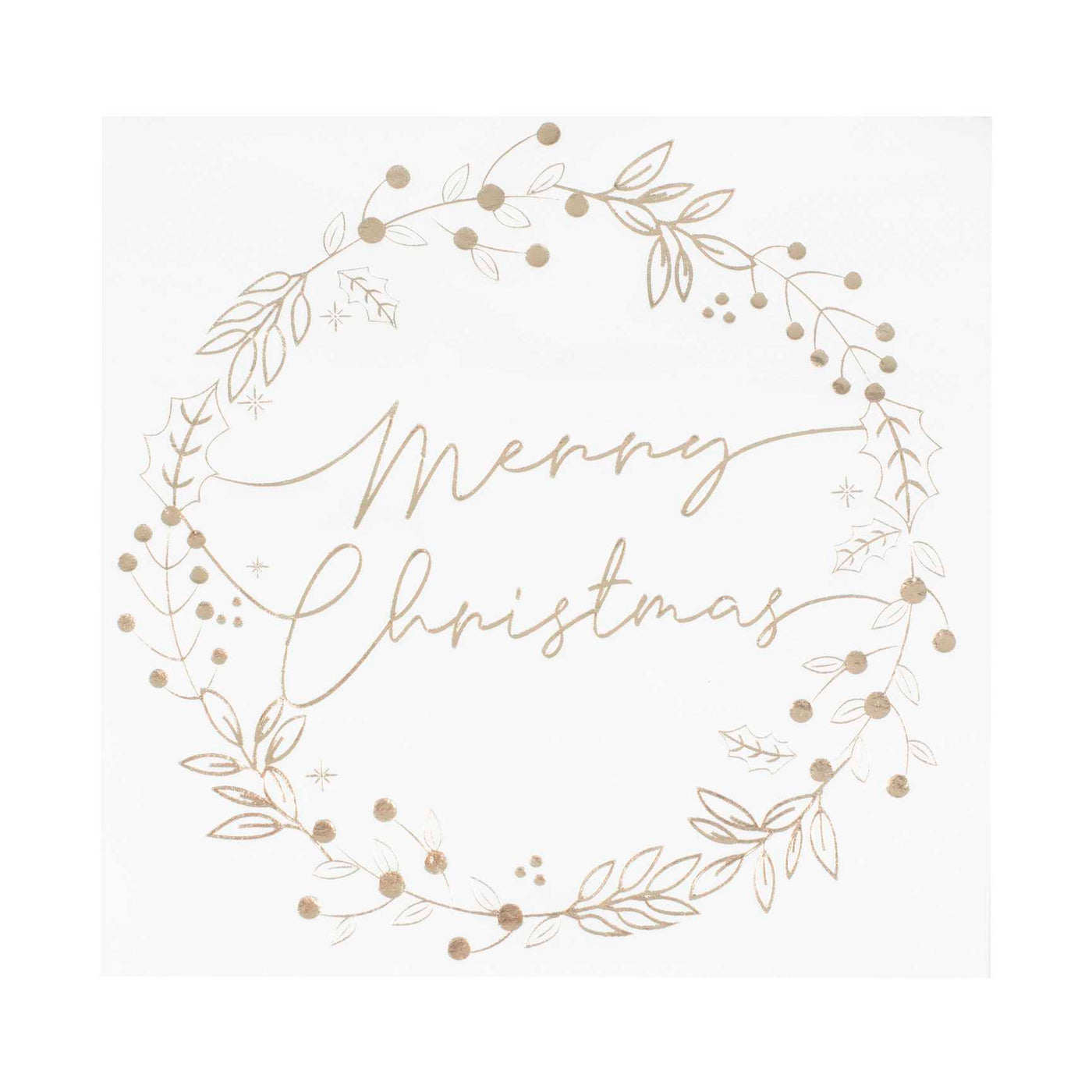 Gold Foiled Merry Christmas Wreath Christmas Napkins