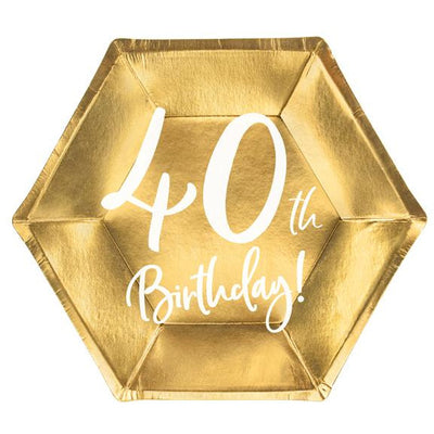 40th Birthday Gold 20cm Party Plate - Ralph and Luna Party Shop