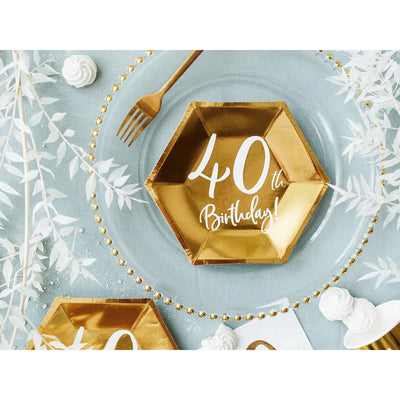40th Birthday Gold 20cm Party Plate - Ralph and Luna Party Shop