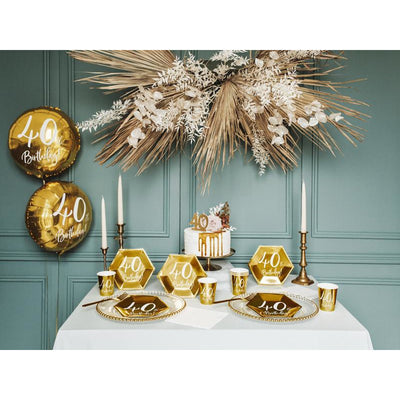40th Birthday Gold 20cm Party Plate - Ralph and Luna Party Shop
