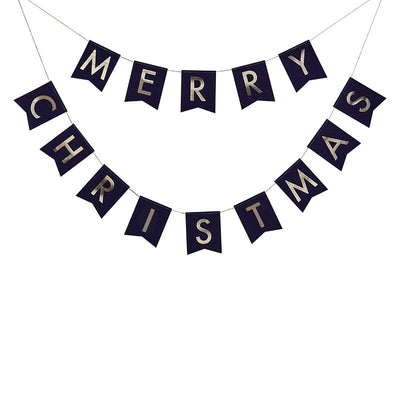 VELVET NAVY AND GOLD MERRY CHRISTMAS BUNTING