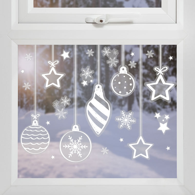 BAUBLE AND STAR CHRISTMAS WINDOW STICKERS