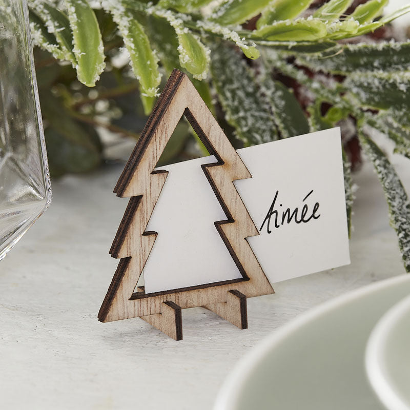 WOODEN TREE CHRISTMAS PLACE CARDS