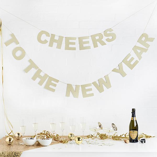 Happy New Year Party Banner Gold