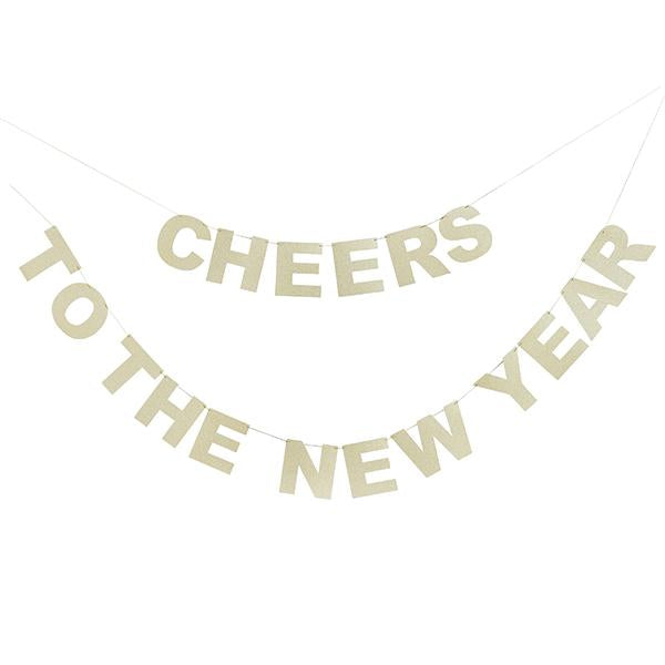 Happy New Year Party Banner Gold