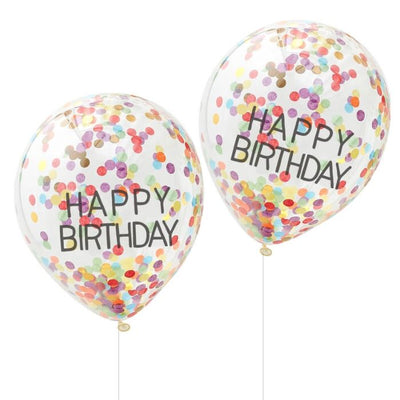 Rainbow Happy Birthday Confetti Balloons - Ralph and Luna Party Shop