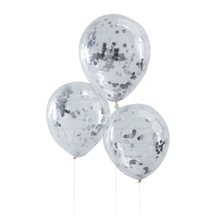 Silver Confetti Balloons - Ralph and Luna Party Shop