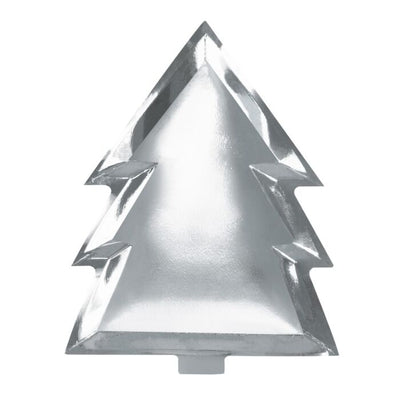 Silver Christmas Tree Plates - Ralph and Luna Party Shop