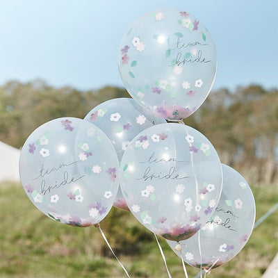 Boho Floral Team Bride Confetti Balloons
