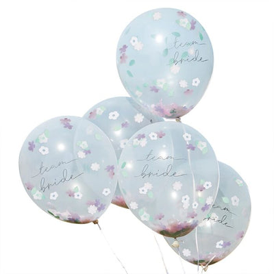 Boho Floral Team Bride Confetti Balloons