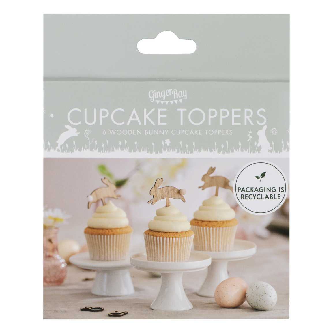 Wooden Easter Bunny Cupcake Toppers