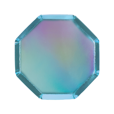 Holographic Blue Side Plates - Ralph and Luna Party Shop