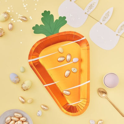 Carrot Shaped Easter Paper Plates - Ralph and Luna Party Shop