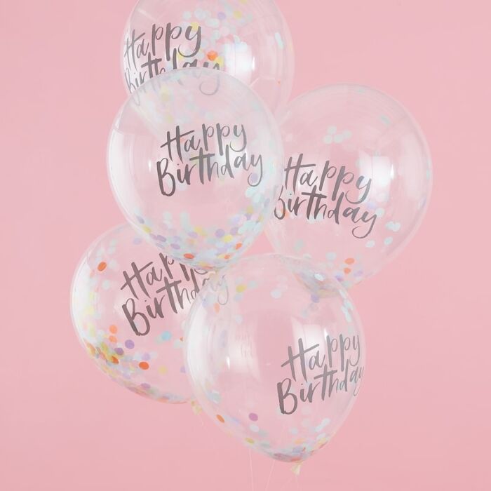 Pastel Happy Birthday Confetti Balloons - Ralph and Luna Party Shop