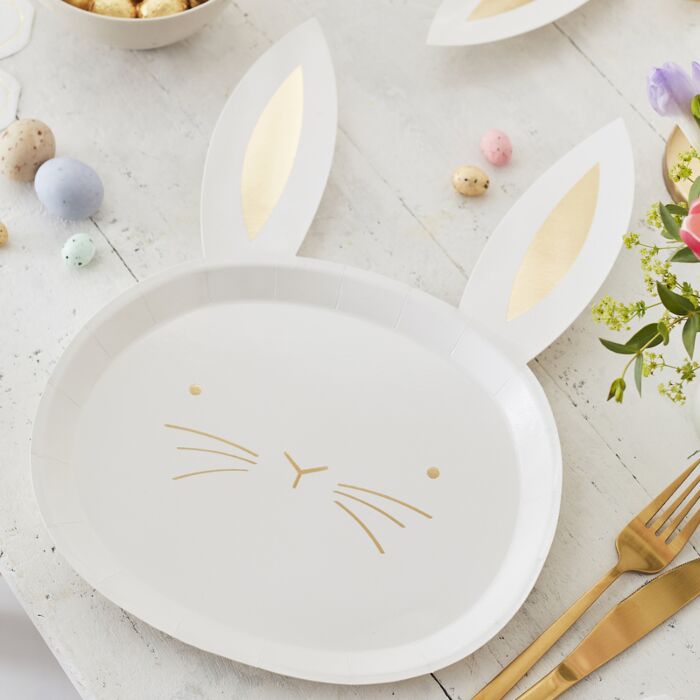 GOLD FOILED EASTER BUNNY PAPER PLATES - Ralph and Luna Party Shop