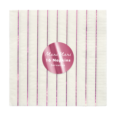 Metallic Pink Stripe Large Napkins - Ralph and Luna Party Shop