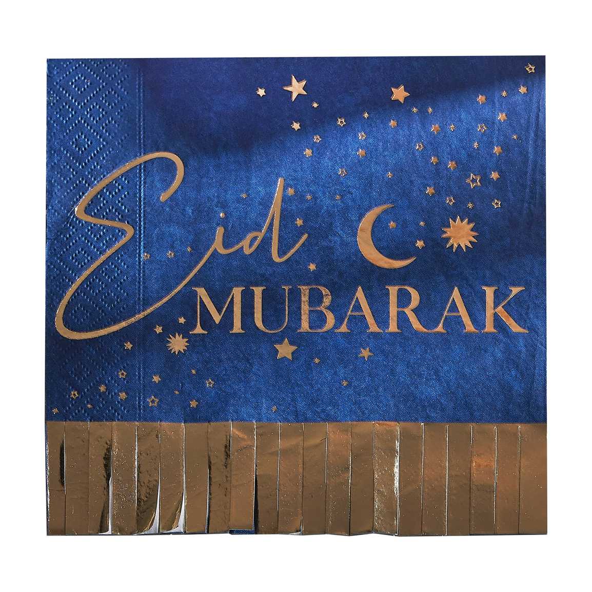 Navy & Gold Eid Mubarak Fringe Napkin