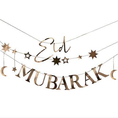 Gold Moon & Stars Eid Mubarak Bunting