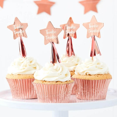 Twinkle Twinkle Rose Gold Cupcake Toppers - Ralph and Luna Party Shop