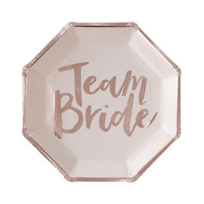 Team Bride Rose Gold Plates - Ralph and Luna Party Shop