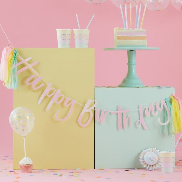 Pastel Party Happy Birthday Bunting - Ralph and Luna Party Shop