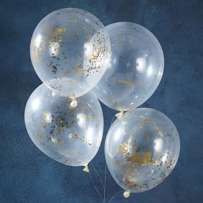 Gold Glitter Star Confetti Balloons - Ralph and Luna Party Shop