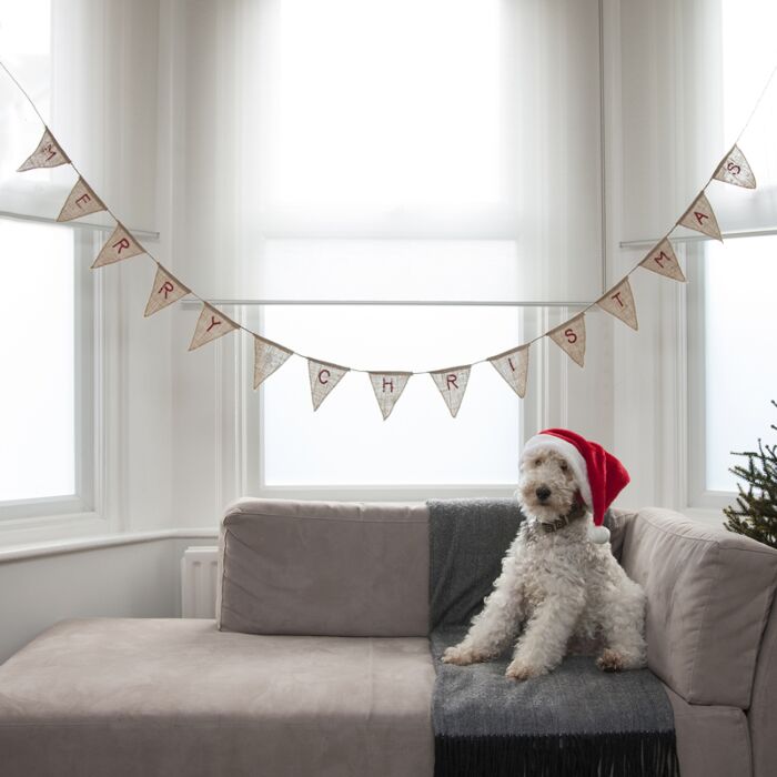 Merry Christmas Hessian Burlap Bunting - Vintage Noel - Ralph and Luna Party Shop