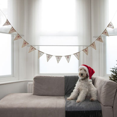 Merry Christmas Hessian Burlap Bunting - Vintage Noel - Ralph and Luna Party Shop