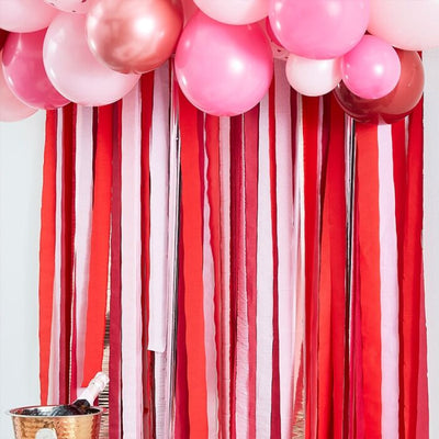 VALENTINES ROSE GOLD, PINK & RED STREAMER BACKDROP - Ralph and Luna Party Shop