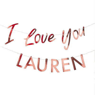 Customisable I Love You Rose Gold Bunting Banner - Ralph and Luna Party Shop