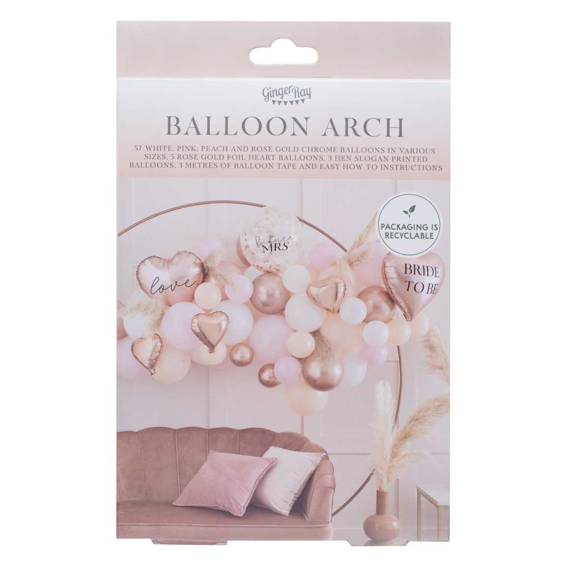 Pink, White, Peach and Rose Gold Hen Party Balloon Arch Kit