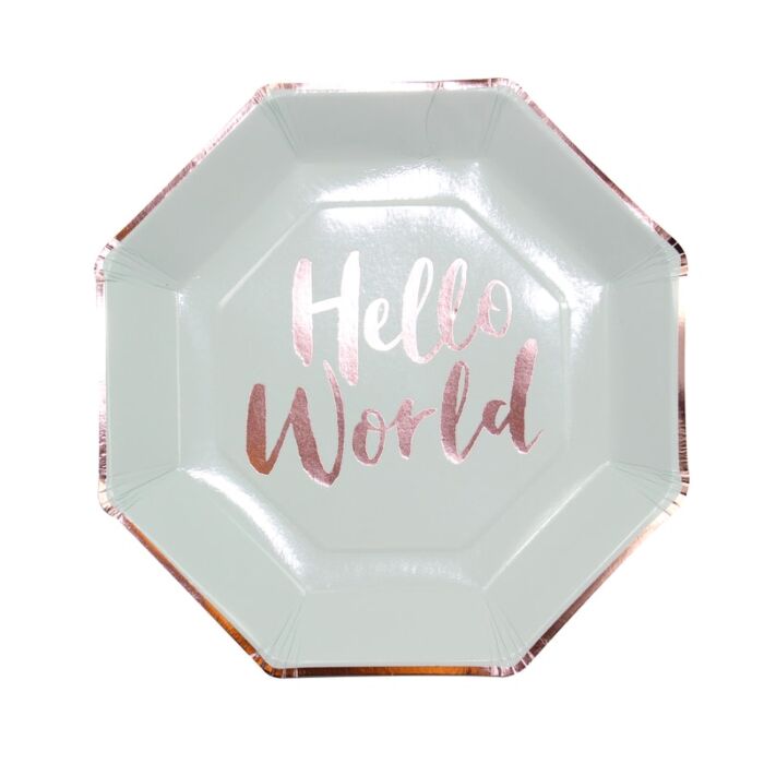 Hello World Paper Plates - Ralph and Luna Party Shop