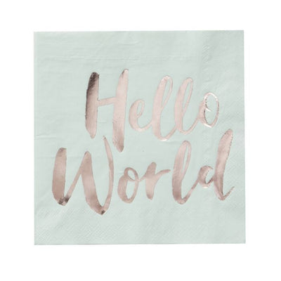 Hello World Paper Napkins Foiled - Ralph and Luna Party Shop