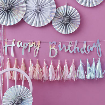 Iridescent Party Bunting Happy Birthday - Ralph and Luna Party Shop