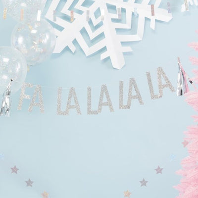 Silver Glitter Fa La La Bunting - Ralph and Luna Party Shop