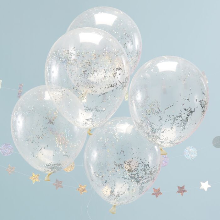 Holographic Glitter Confetti Balloons - Ralph and Luna Party Shop