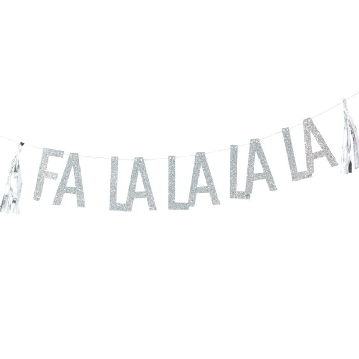 Silver Glitter Fa La La Bunting - Ralph and Luna Party Shop