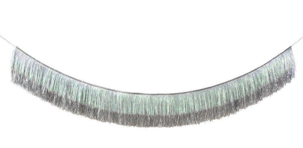 Silver Iridescent Tinsel Fringe Garland - Ralph and Luna Party Shop