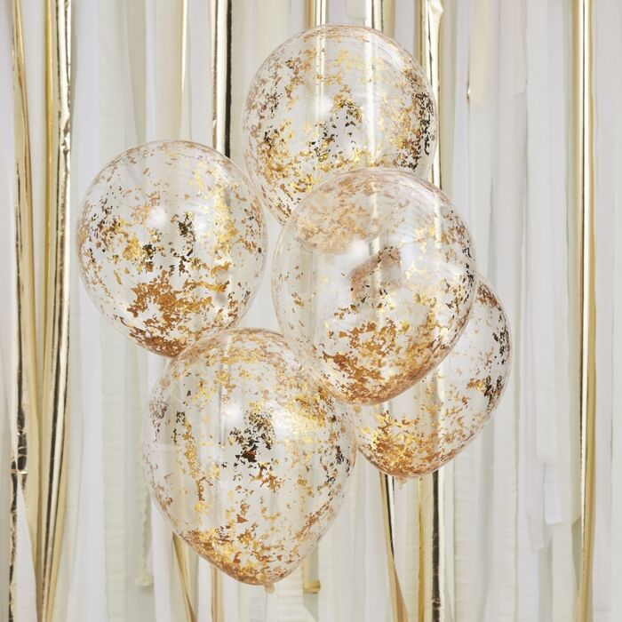 Gold Confetti Balloons - Ralph and Luna Party Shop