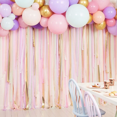 Pastel Streamer And Balloon Party Backdrop - Ralph and Luna Party Shop