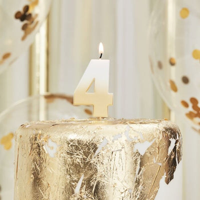 GOLD OMBRE '4' NUMBER BIRTHDAY CANDLE - Ralph and Luna Party Shop