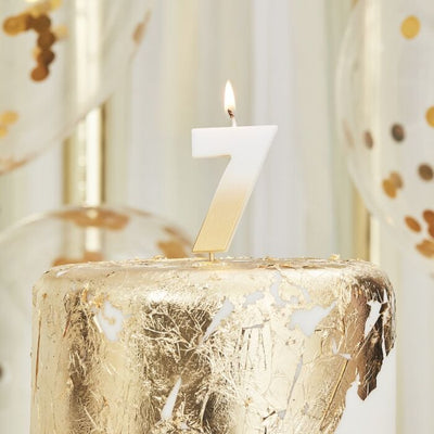 GOLD OMBRE '7' NUMBER BIRTHDAY CANDLE - Ralph and Luna Party Shop