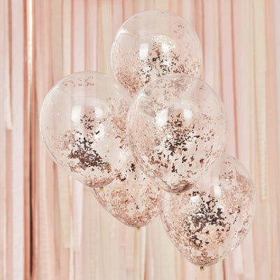 Rose Gold Confetti Balloons - Ralph and Luna Party Shop
