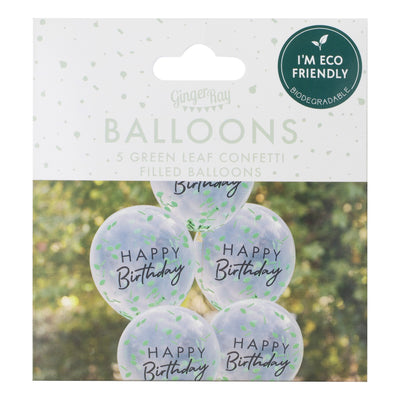 Happy Birthday Leaf Confetti Balloons