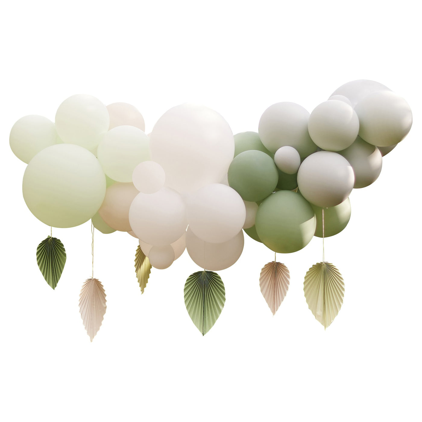 Sage Balloon Garland with Palm Spear Fans